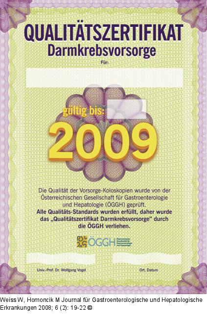 Darmkrebsvorsorge - Zertifikat