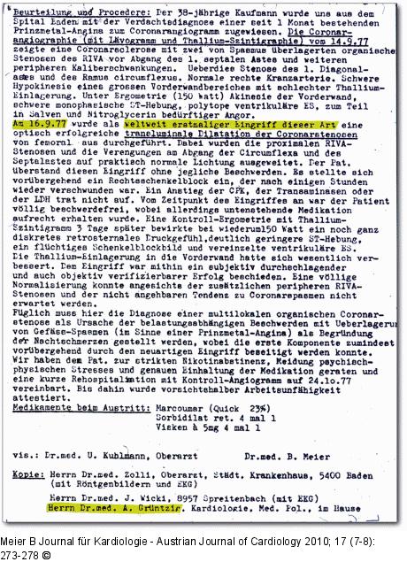 PCI - Arztbericht