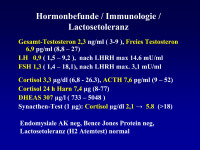 Abbildung 12: Hormonbefunde/Immunologie/Lactosetoleranz